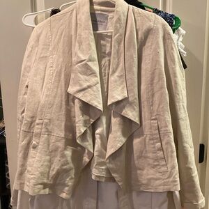 Bagatelle Womens Lapel Drape Front Linen Blend Jacket  - Large